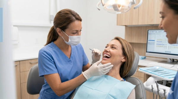 Cosmetic dentistry assessment helping determine candidacy for smile enhancement treatments